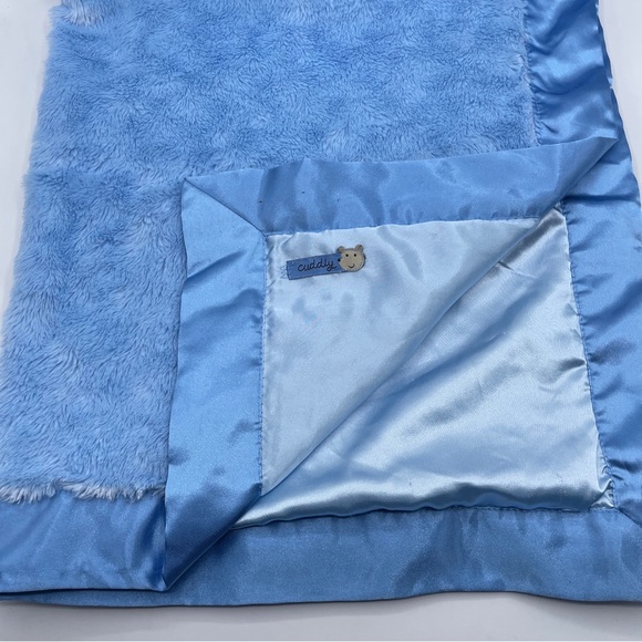 Carters Solid Blue Baby Blanket 2009 Satin Plush Cuddly Lovey